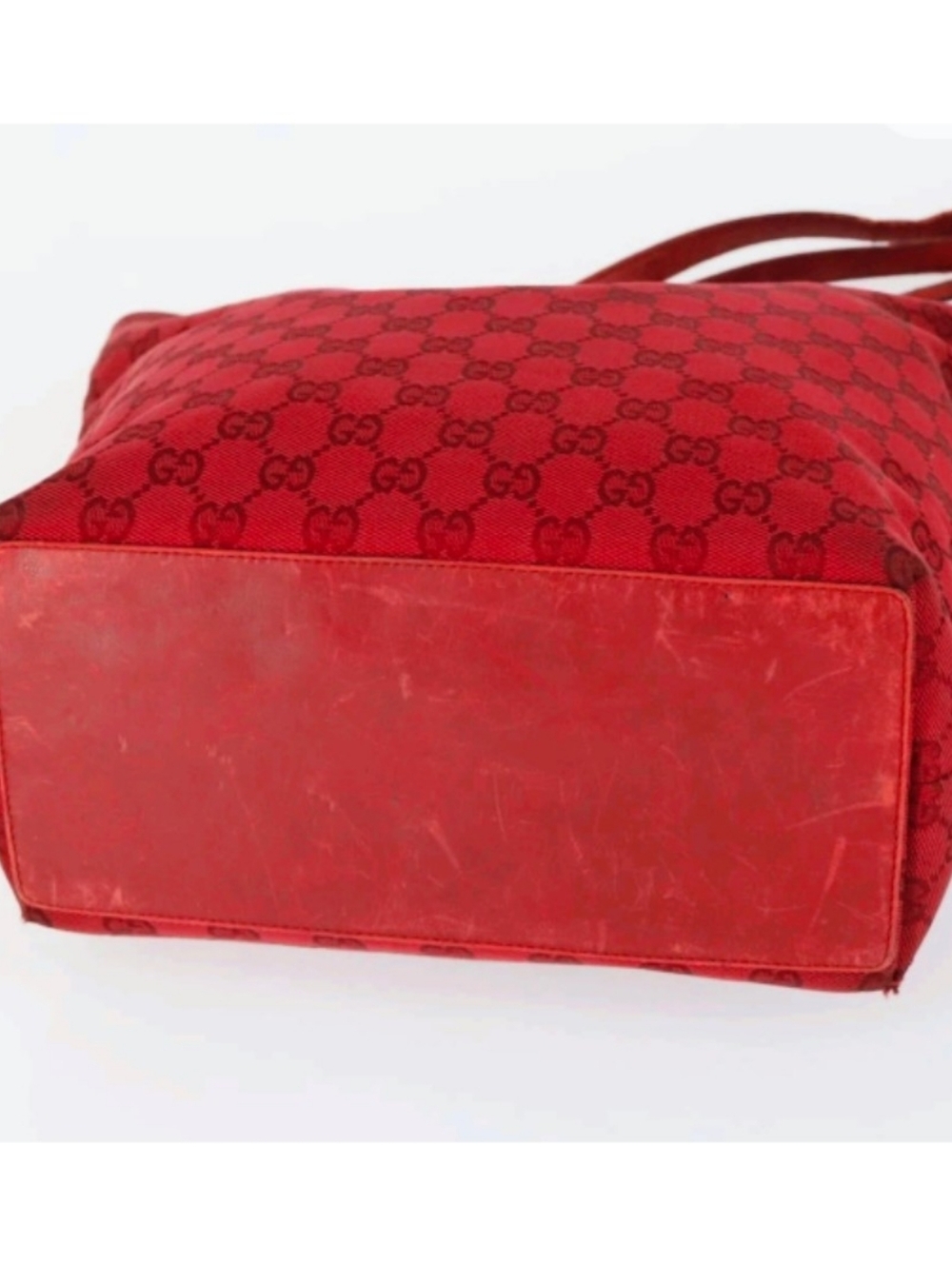 Gucci Crimson GG Sherry Line Monogrammed Canvas & Leather Tote Bag - Picture 9 of 9